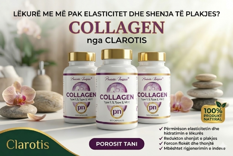 COLLAGEN Complex + Vitamina C nga Clarotis, kolagjen per lekuren, kapsula per rrudha, suplement lekure per kujdes personal, kolagjen efektiv per forcimin e flokëve, kolagjen per forcimin e thonjve, kolagjen per tendosje lekure